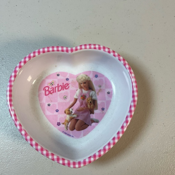 Barbie Other - Vintage Barbie Heart-Shaped Party Bowl - Pink Gingham